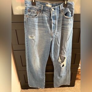 Levi’s rib cage straight ankle distressed jeans